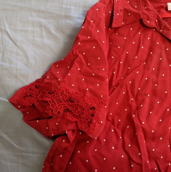 Blair red polka dot blouse Size L - Picture 3 of 4